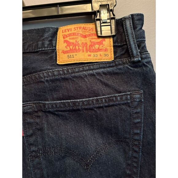 Levi's 511 Mens Dark Denim Straight Jeans Size 32 Blue - Picture 7 of 9